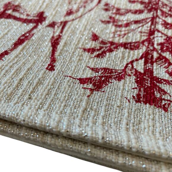 4pc Cynthia Rowley Winter Forest Christmas Placemats 13x19 Holiday Red Sparkle - Picture 3 of 12